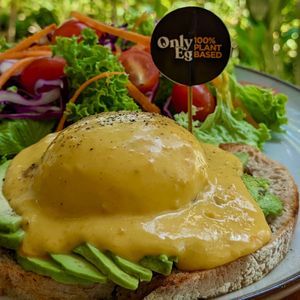 Vegan Avocado OnlyEg Benedict on Rye Sourdough at The Plant Food  in Central Singapore