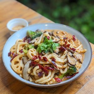 Vegan Creamy Mala Udon at The Plant Food  in Central Singapore