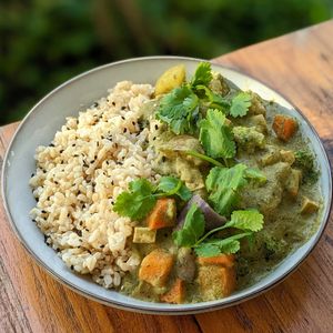 Vegan Thai Green Curry Rice Bowl at The Plant Food  in Central Singapore