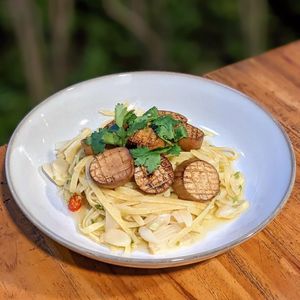 Vegan Lemon Butter Linguine with Seared King Oyster Mushroom at The Plant Food  in Central Singapore