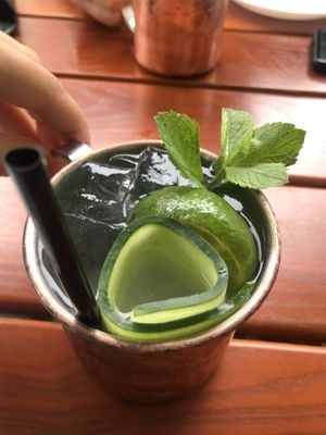 london mule: gin, ginger beer! strong and generous on gin.  at Almodo  in Baden