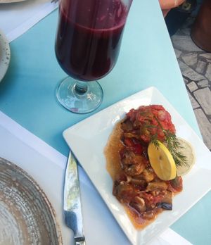Aubergine with olive oil and garlic at Hidden Garden  in Istanbul