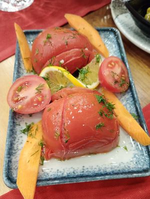 Tomatoes with rice inside (with onion and spices) at Hidden Garden  in Istanbul