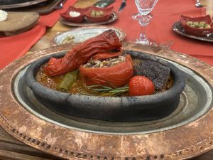 hot dolma plate  at Hidden Garden  in Istanbul