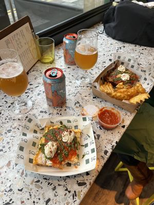 Vegan slice on left  at Square in Newcastle Upon Tyne