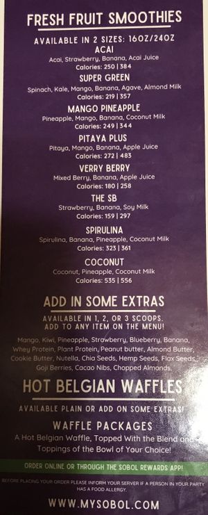 Sobol menu, Cary, NC  at SoBol in Cary