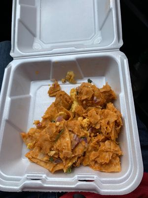 Vegan chilaquiles with JUST Egg- delicious!  at The Broken Yolk Cafe in Buena Park