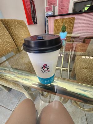 Latte from next door at Crisp in Roatan