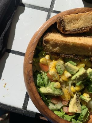 Salad with additional Katsu breaded tofu. 16 USD #Veganuary at Crisp in Roatan