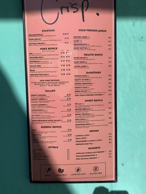 Menu on day visited: Jan ‘25  at Crisp in Roatan