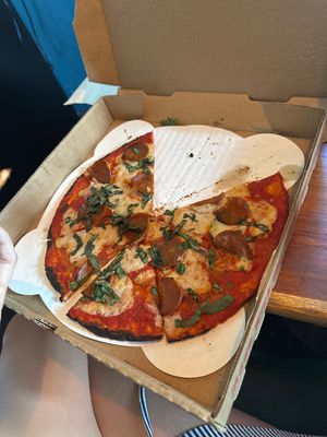 Cashew Mozzarella Margarita w/ Veg Pepperoni! at Thunderbolt Pizza  in Long Beach