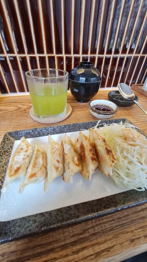 Gyoza dumplings at WAKI WAKI Veggie Sushi in Bangkok