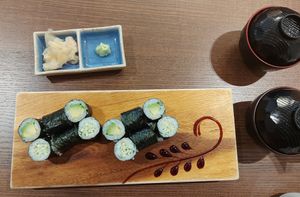 Avocado and cucumber maki at WAKI WAKI Veggie Sushi in Bangkok