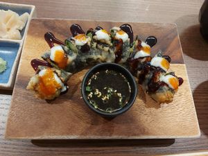 Avocado tempura at WAKI WAKI Veggie Sushi in Bangkok