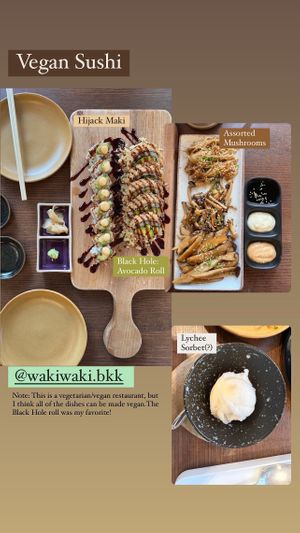 Hijack Maki, Black Hole: Avocado Roll, Assorted Mushrooms   at WAKI WAKI Veggie Sushi in Bangkok