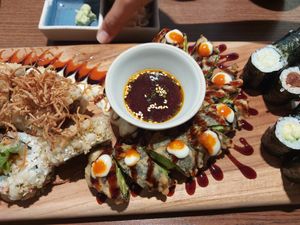 Avocado tempura at WAKI WAKI Veggie Sushi in Bangkok