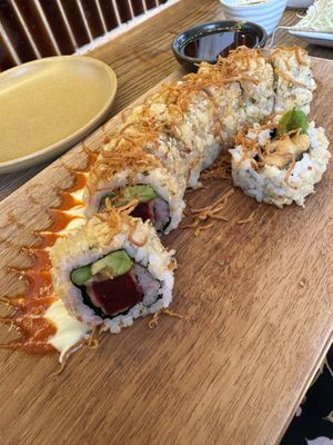 Vegan sushi with beetroot. Best flavours  at WAKI WAKI Veggie Sushi in Bangkok