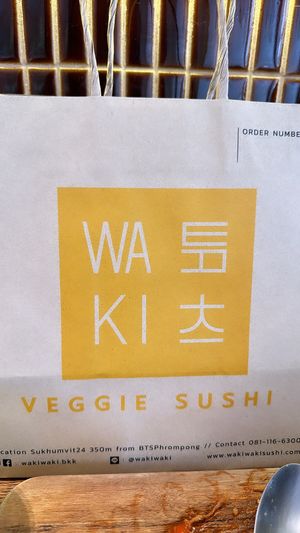 We had to take away we got too much, it didn’t go to waste!!  at WAKI WAKI Veggie Sushi in Bangkok