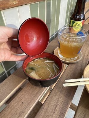 Miso soup was free  at WAKI WAKI Veggie Sushi in Bangkok