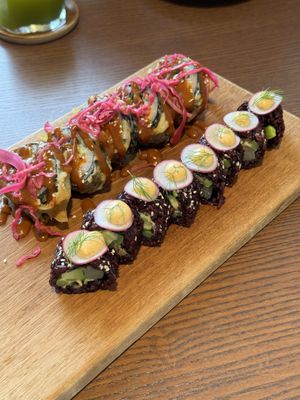 Pink panther & mad cabbage  at WAKI WAKI Veggie Sushi in Bangkok