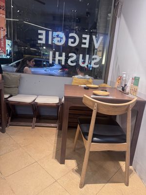 This is half the seating   at WAKI WAKI Veggie Sushi in Bangkok