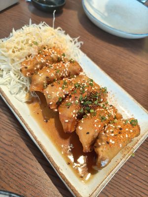 Age gyoza Jan25 at WAKI WAKI Veggie Sushi in Bangkok