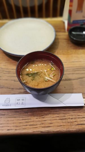 Complimentary miso at WAKI WAKI Veggie Sushi in Bangkok