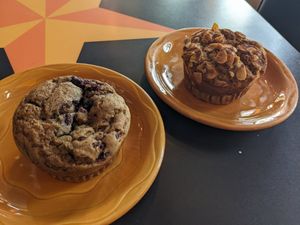 Berry and apple almond cinnamon muffins - both gfv and absolutely delicious! at Lemonjello's Coffee Shop in Holland