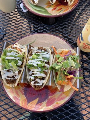 Jackfruit mushroom tacos and yum yum tacos  at Green Street Eatery in Levittown