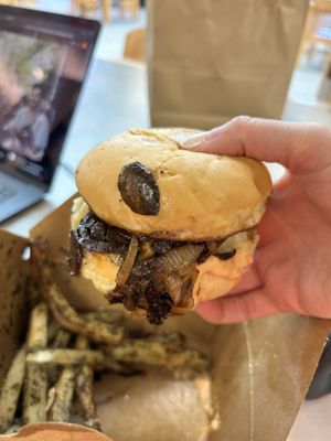 Brazil nut mushroom cheese burger  at Green Street Eatery in Levittown