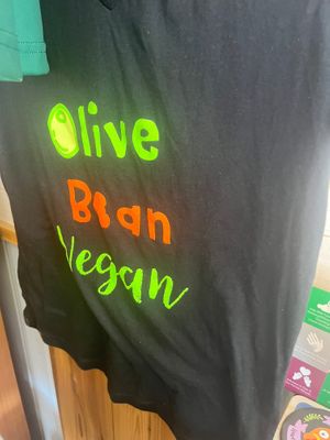 Olive bean vegan t-shirt  at Green Street Eatery in Levittown