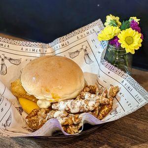 Vegan Fillet No Fish Burger at Ahimsa Sanctuary in Central Singapore