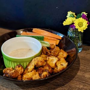 Vegan Buffalo Cauliflower Pops at Ahimsa Sanctuary in Central Singapore
