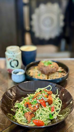 Vegan Detoxicated, Hot Chick'n & Waffles, Strawberry Matcha, Golden Mylk at Ahimsa Sanctuary in Central Singapore