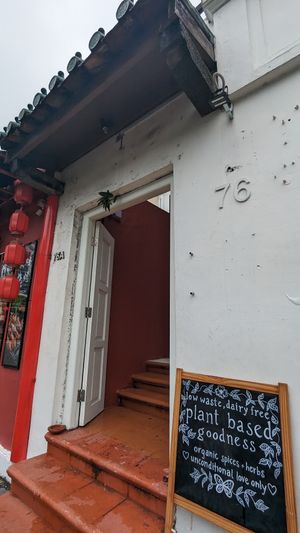 Entrance of new 76 Neil Rd outlet at Ahimsa Sanctuary in Central Singapore