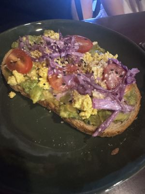 Avo & scramble on sourdough   at Ahimsa Sanctuary in Central Singapore