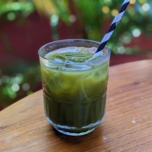 Vegan Matcha Watermelon Lemonade at Ahimsa Sanctuary in Central Singapore