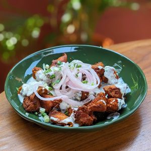 Vegan Magic Shrooms - Lion's Mane Mushroom Pops with Cashew Mayonnaise at Ahimsa Sanctuary in Central Singapore