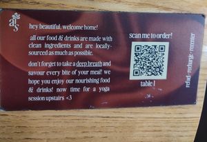 Order via QR code on table at Ahimsa Sanctuary in Central Singapore