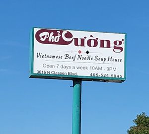 Sign at Pho Cuong Restaurant in Oklahoma City