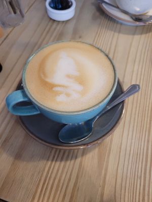 Oat milk caramel latte. at Lavender Coffee & Crumbs in Dalkeith