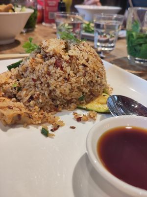 Fried rice with vegan chicken at Pho in Lincoln