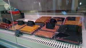 Biutifarra and chorizo at Farmers Veggies Butchers in Barcelona
