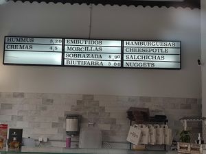 Board at Farmers Veggies Butchers in Barcelona