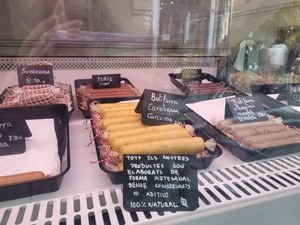 Sausages at Farmers Veggies Butchers in Barcelona