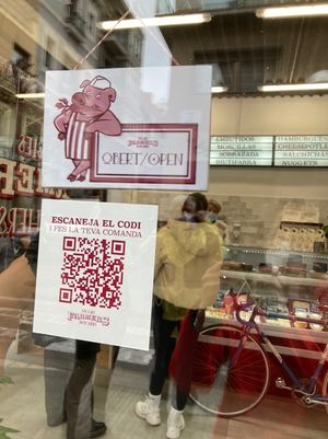 Entrance  at Farmers Veggies Butchers in Barcelona