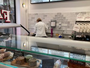 Main counter  at Farmers Veggies Butchers in Barcelona