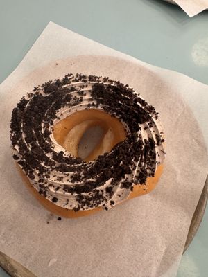 Vegan cookies and cream donut  at TODCO in South Yarra