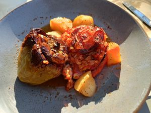 Stuffed vegetables at The Big Bad Wolf in Skiathos