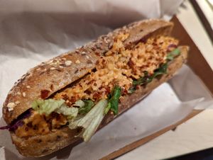 Spicy vegan tuna baguette at Nordsee in Salzburg